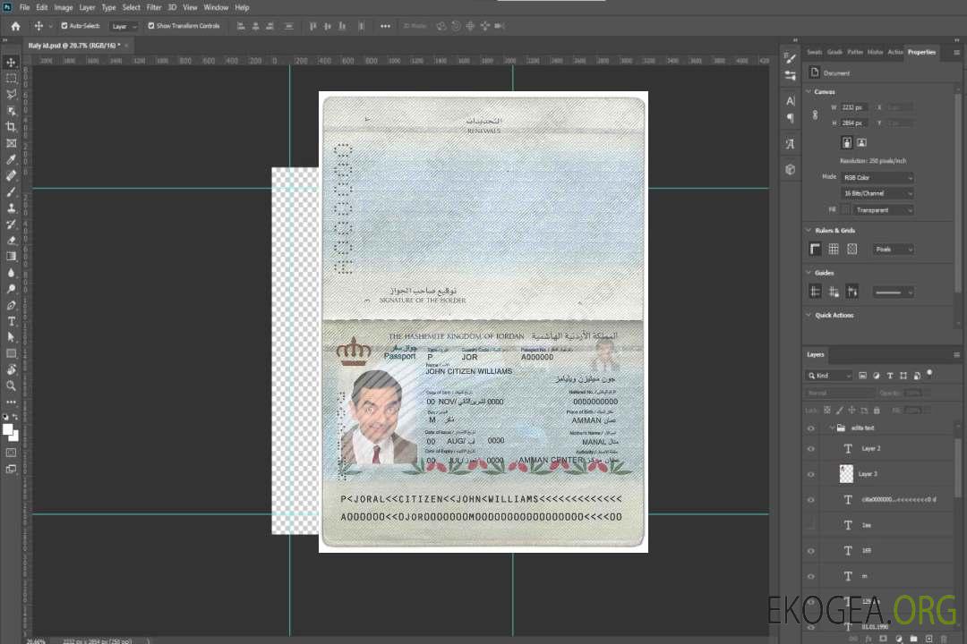 Passeport jordanien template